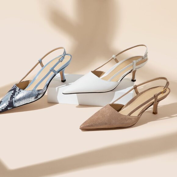 Sling Fling High in Gold Dust – Luxury Slingback Heels, New in Box - Picture 3 of 4